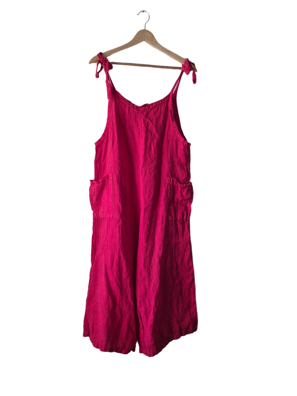 Meo Meli Italy 100% Linen Tie-Shoulder Jumpsuit Pink
